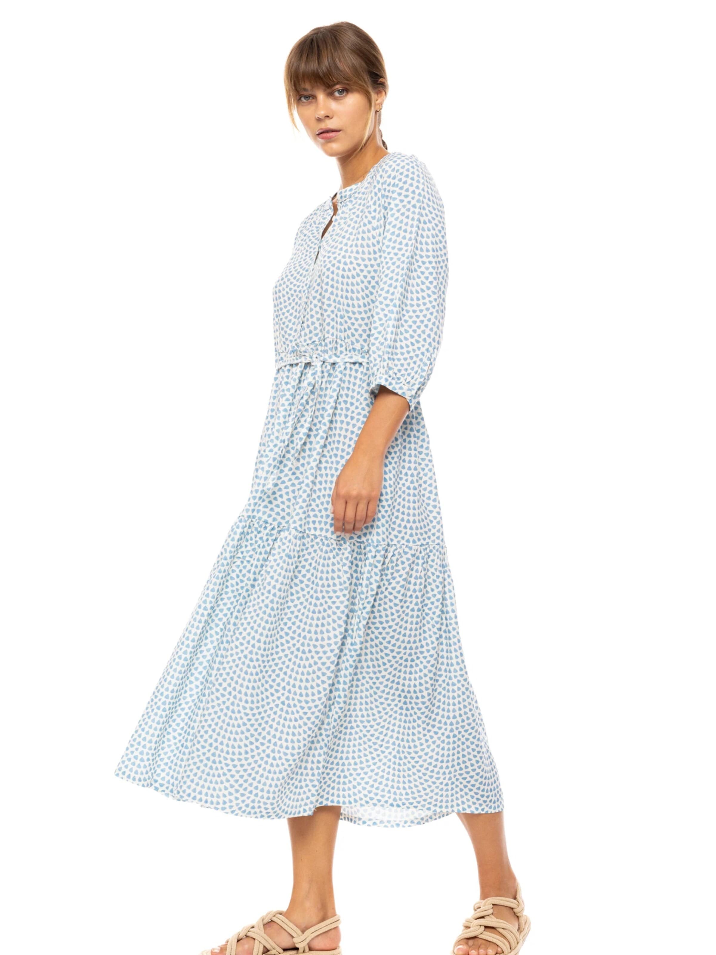 Pink LabelLjetna haljina 'BEACHWEAR LONG VISTA BLUE & CREAM' - plava boja