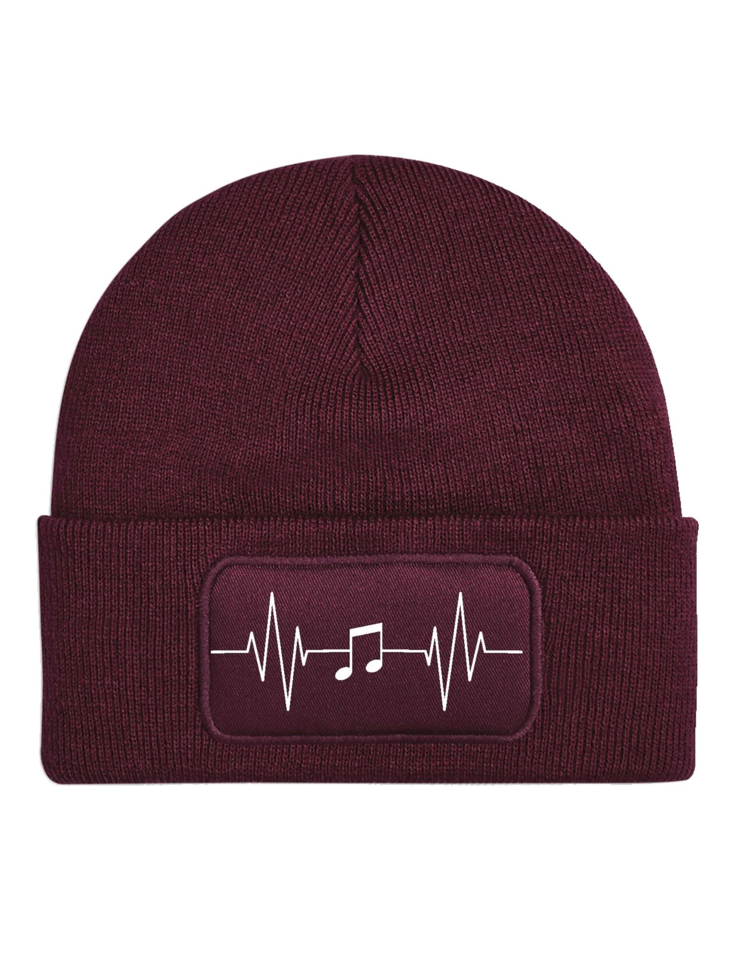Youth Designz Beanie 'Heartbeat Musik' in Red: front