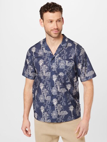 By Garment Makers Regular fit Button Up Shirt 'Elmer' in Blue: front