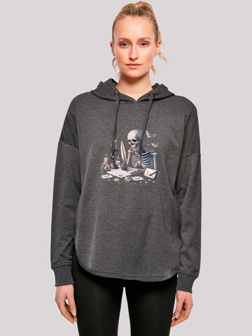 Sweat-shirt 'Skelett Liebesbrief Valentinstag' F4NT4STIC en gris : devant