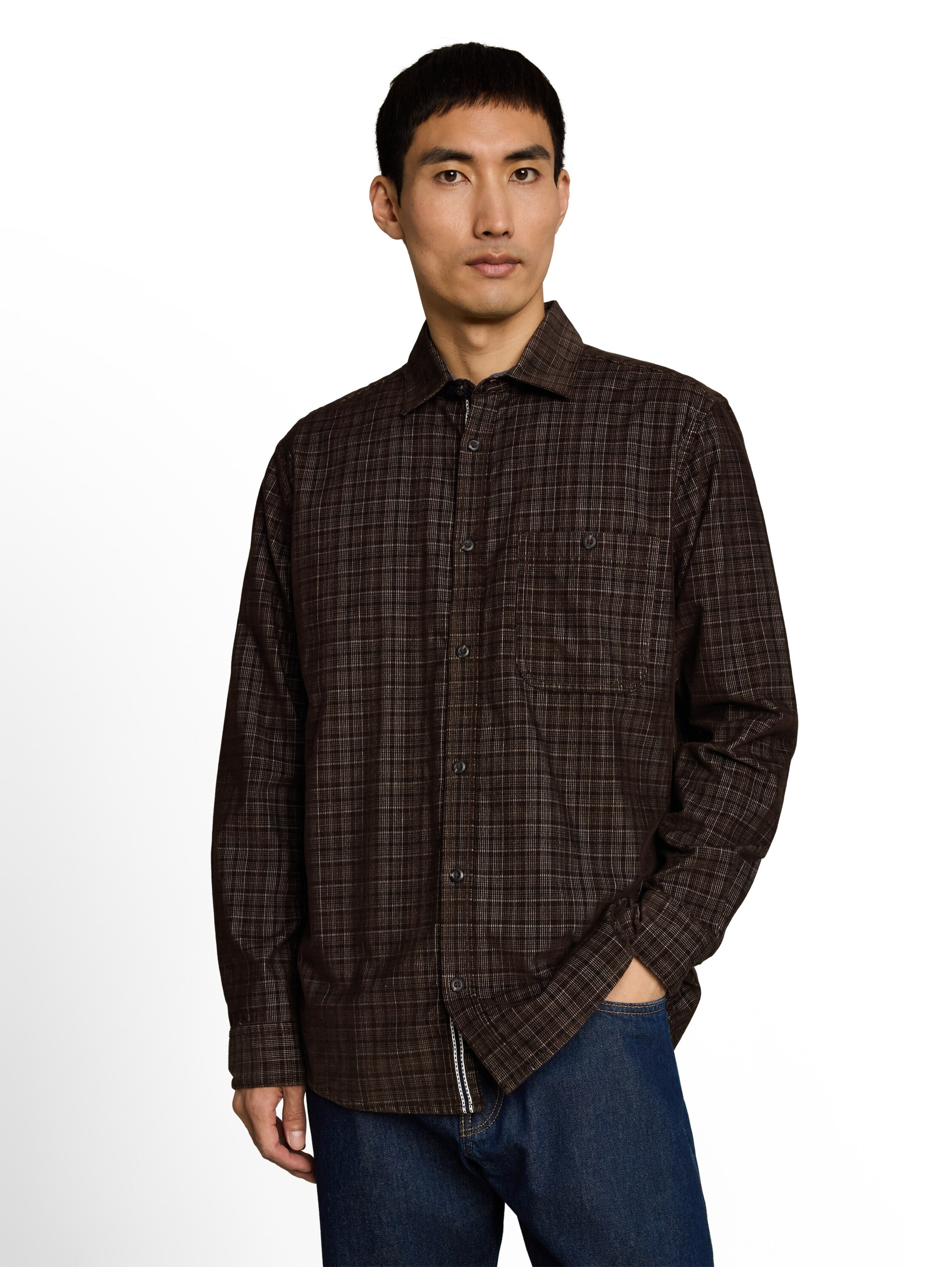 TOM TAILOR Regular fit Button Up Shirt in Brown: front