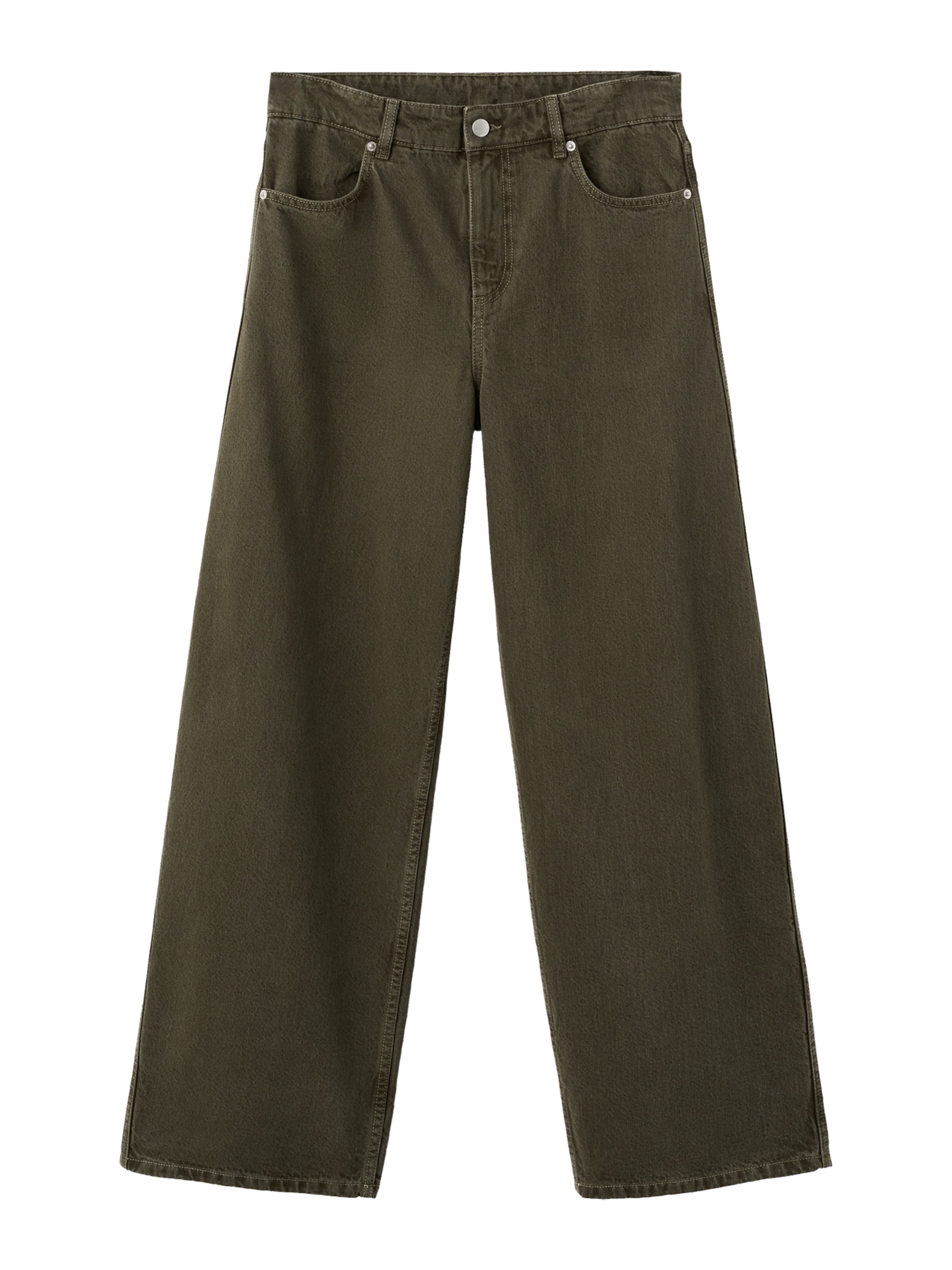 MANGO Wide leg Jeans 'VALENTIN' in Groen: voorkant