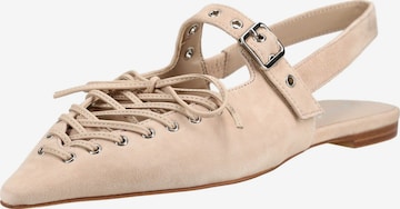 Ballerines à lanières Jeffrey Campbell en beige : devant