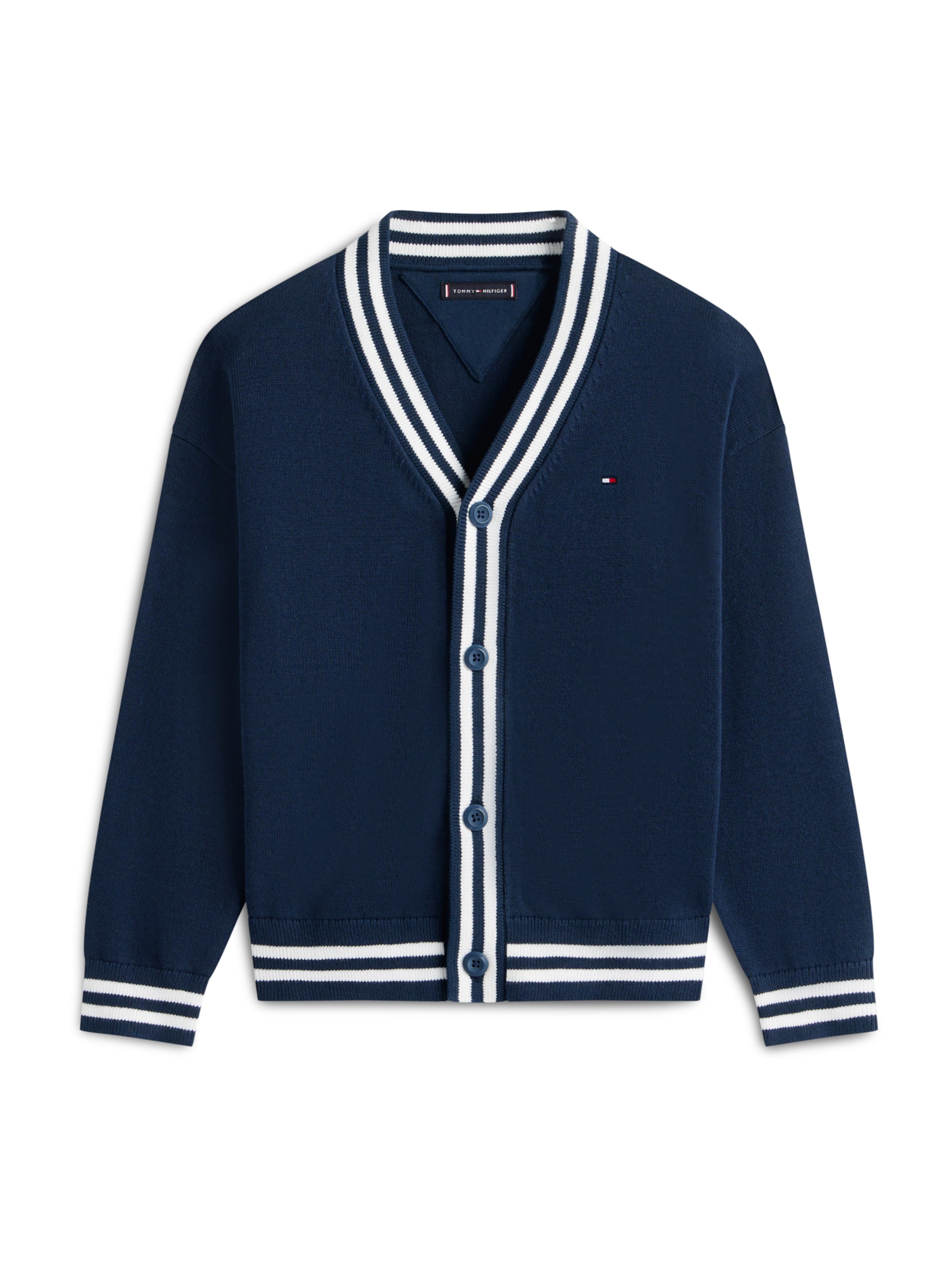 TOMMY HILFIGER Strickjacke 'VARSITY' in Blau: Vorderseite
