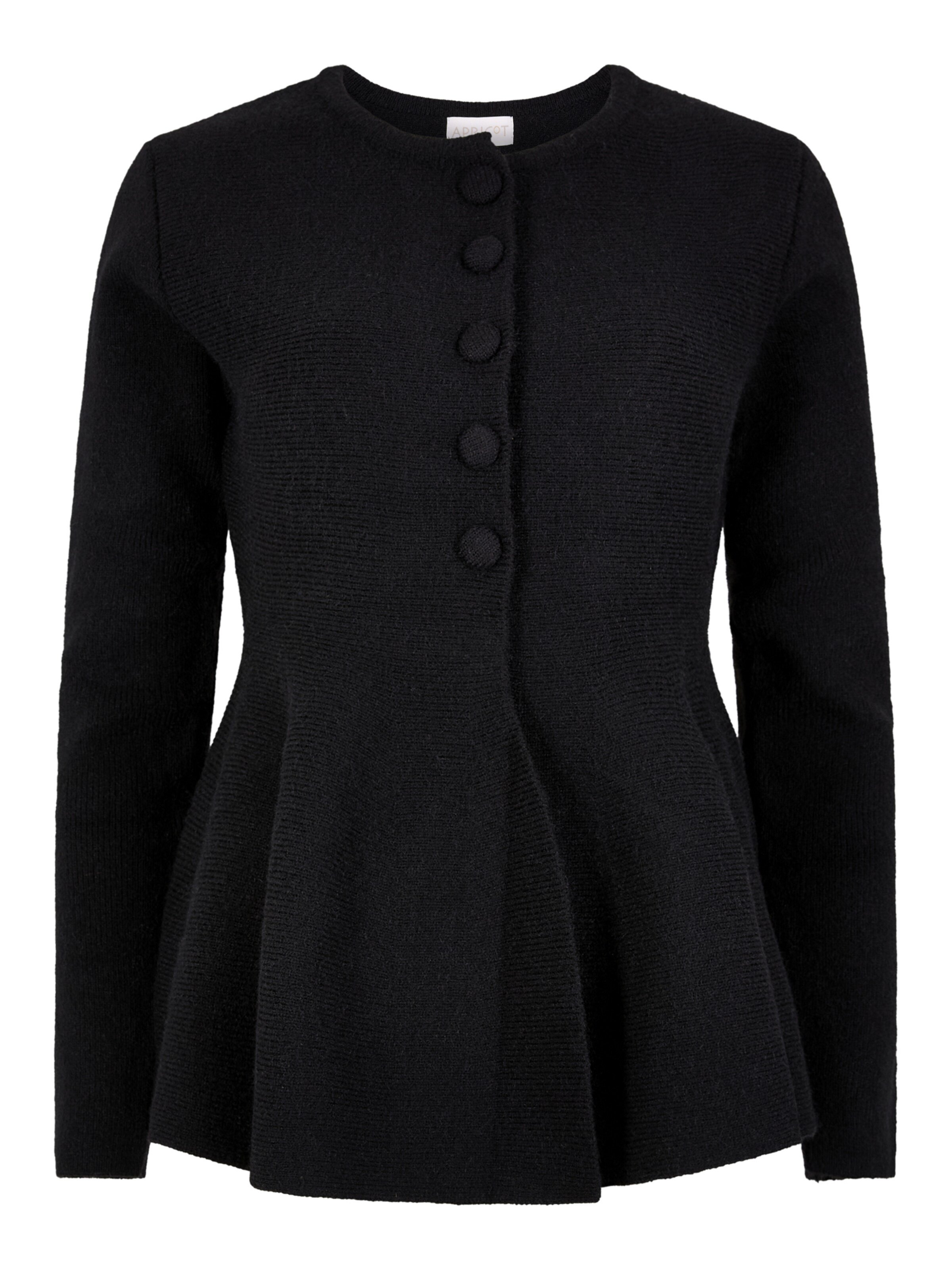 Apricot Peplum Hem Knit Cardigan ' ' in Schwarz: Vorderseite