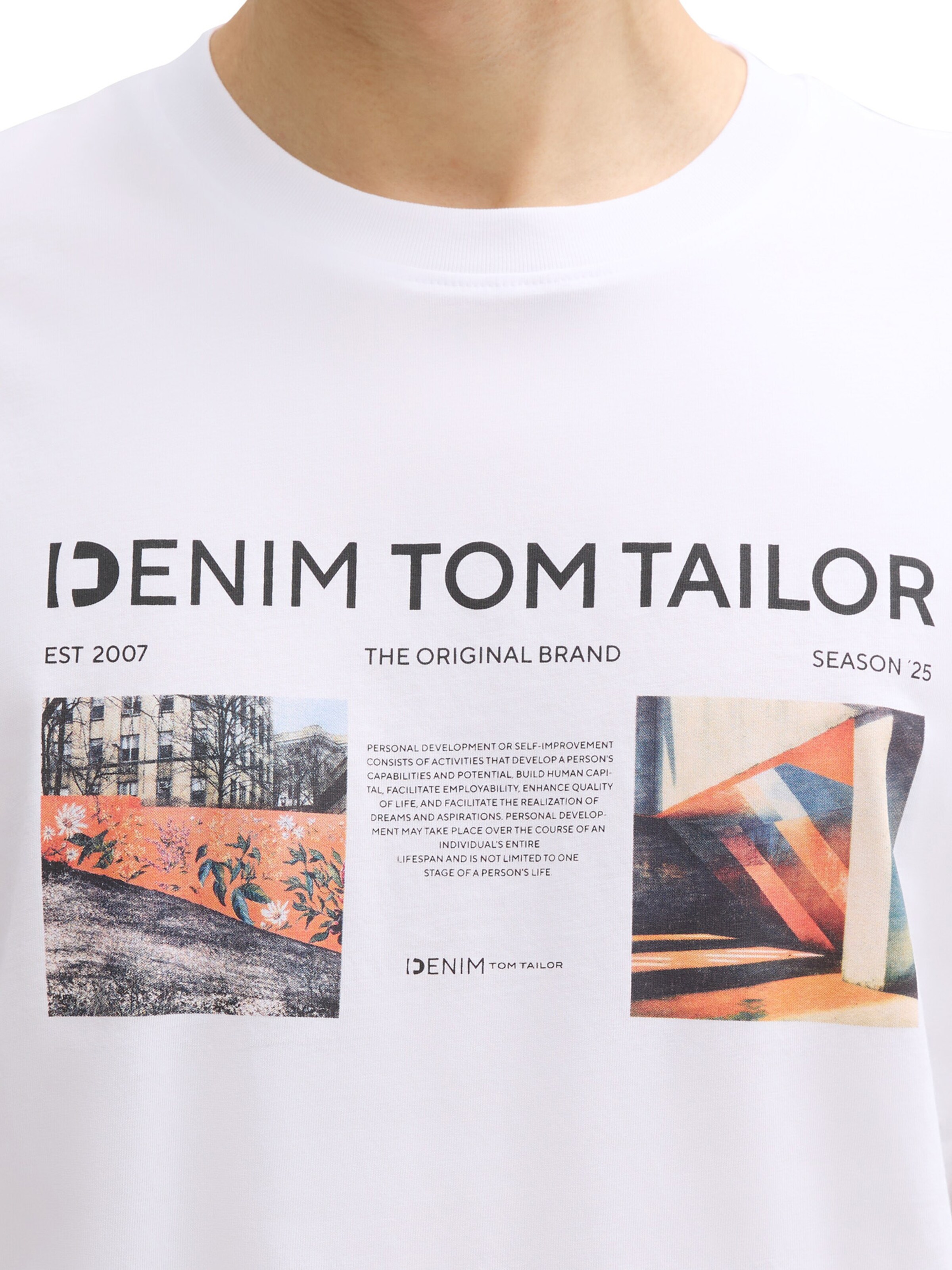 TOM TAILOR DENIM Tričko – bílá