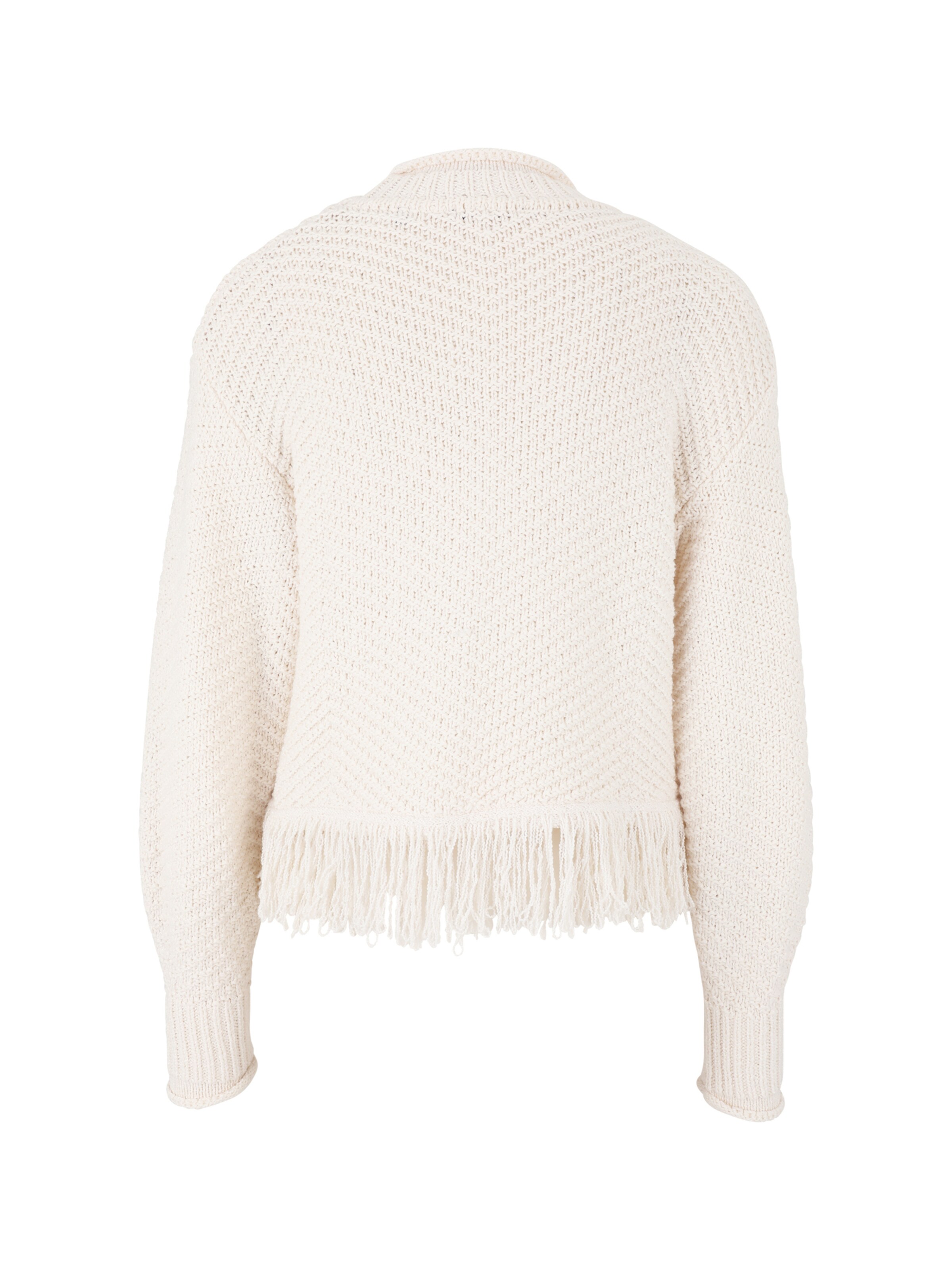 zero Pullover mit Fransen in Weiß