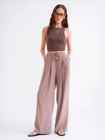 Pantaloni con pieghe di MixRay in marrone: frontale