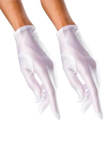 Dirndline Full Finger Gloves 'Kurze Satin-Handschuhe' in White: front