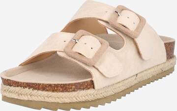 Refresh Mules in Beige: front