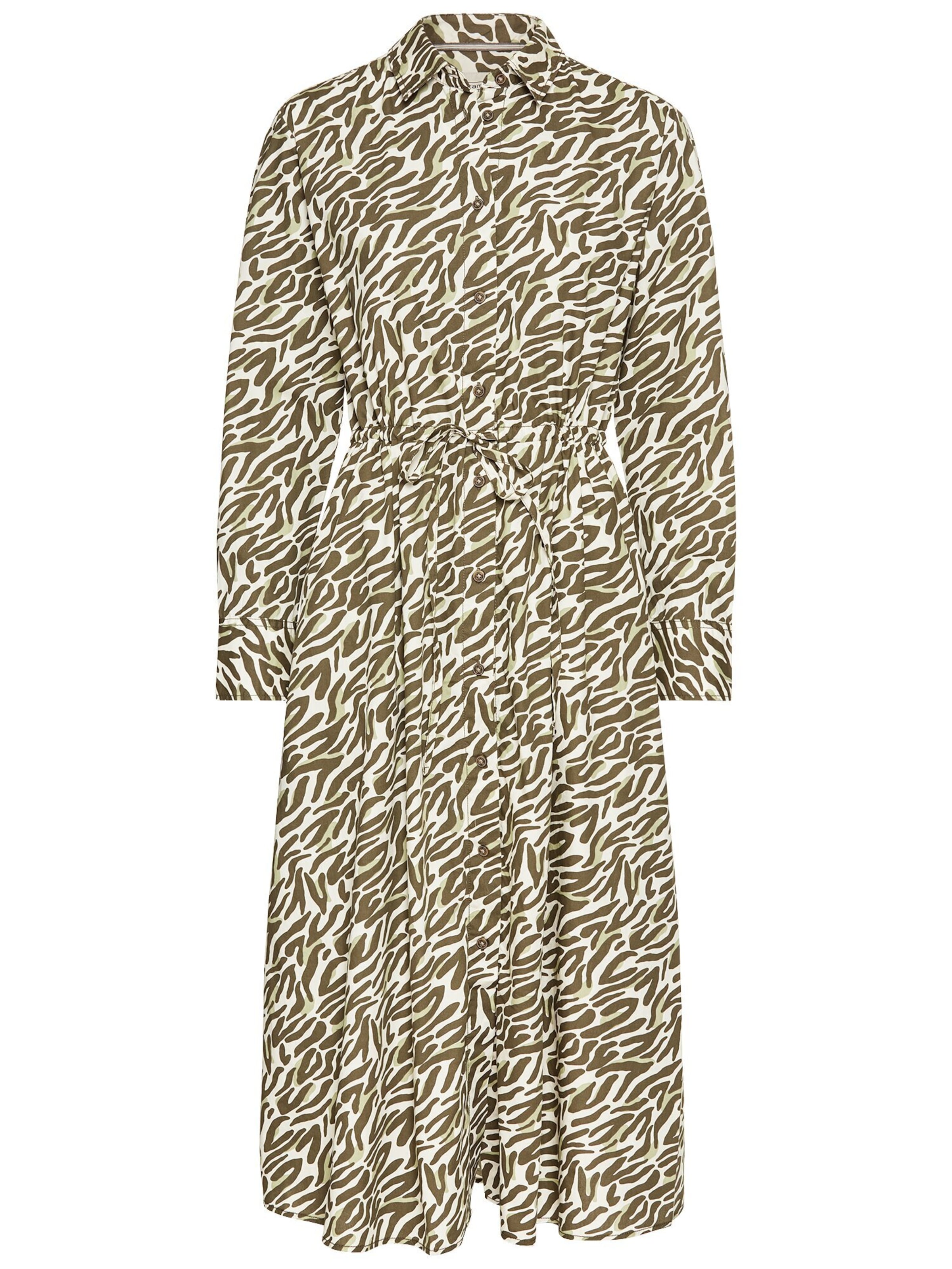 CAMEL ACTIVE Langes Hemdblusenkleid mit Allover-Print in Grün: Vorderseite