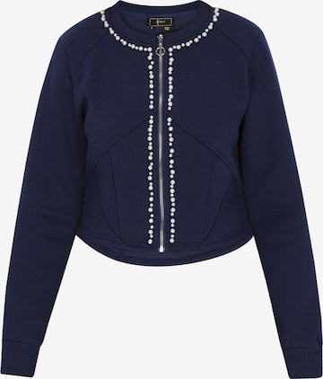 faina - Sudadera con cremallera en azul: frente