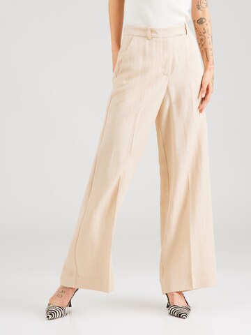 Lovechild 1979 Wide Leg Bukser med fals 'Harper' i beige: forside