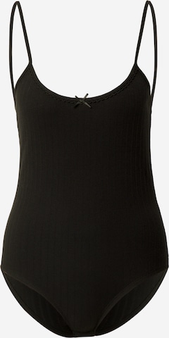Grace & Mila Shirt Bodysuit 'CARAMEL' in Black: front