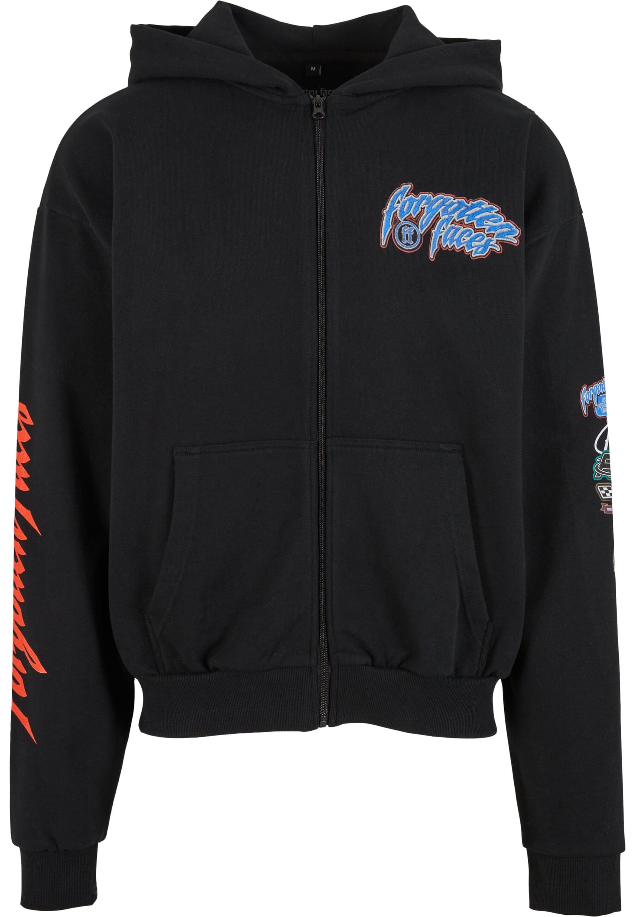 Giacca di felpa 'Courage Defines' di Forgotten Faces in nero: frontale