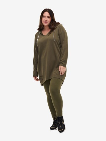 Zizzi Skinny Leggings - zöld: elől