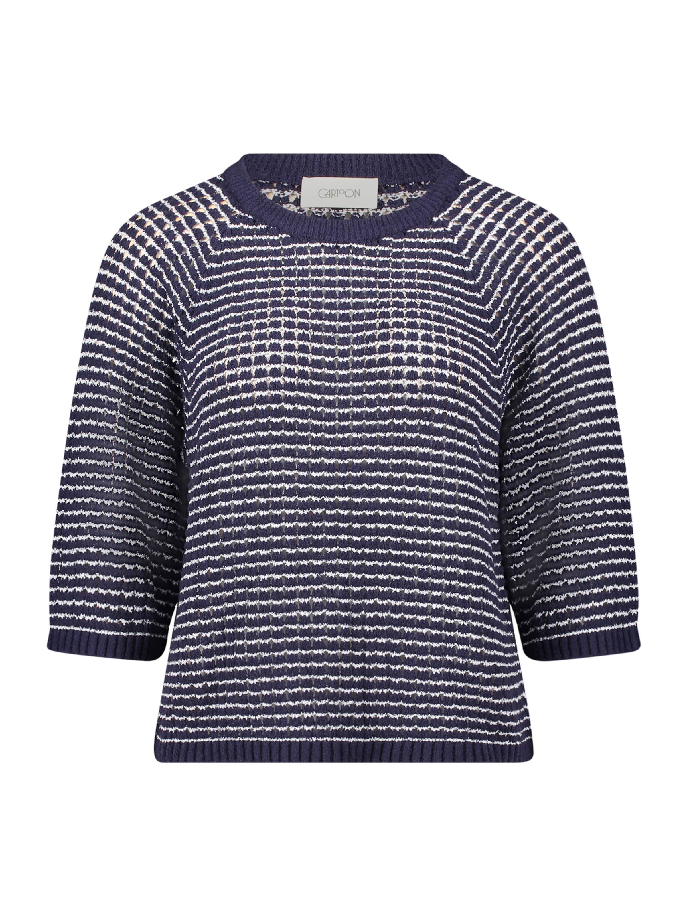 Cartoon Strickpullover mit Rundhalsausschnitt in Blau: Vorderseite