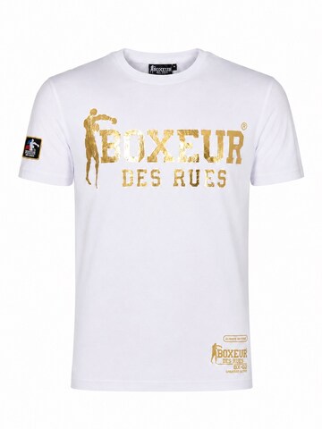 Boxeur des Rues - Camiseta tradicional 'Herren T-Shirt Slim Fit Boxeur des Rues, Weiß, Goldenes Logo, Premium-Baumwolle' en blanco: frente
