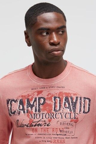 CAMP DAVID Sweatshirt Oil Dyed mit Crack Prints in Orange