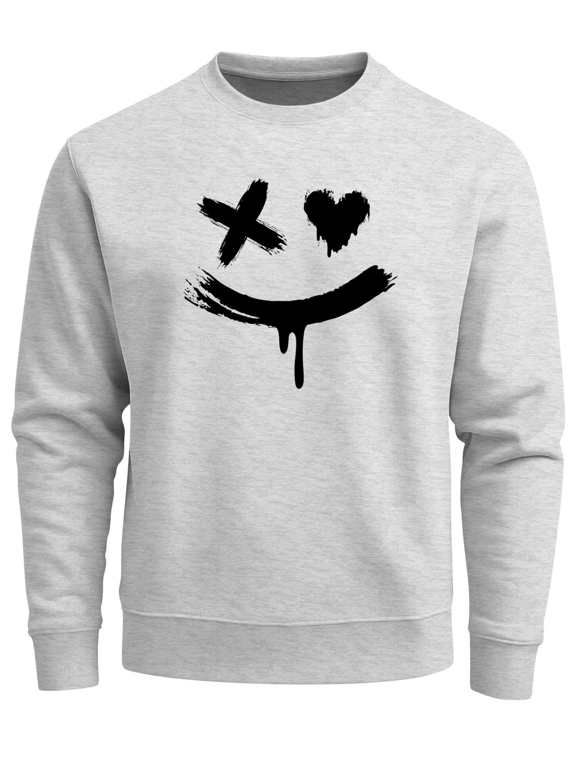 Neverless Sweatshirt 'Creepy Smile'‌‌‌‌ in Grau: Vorderseite