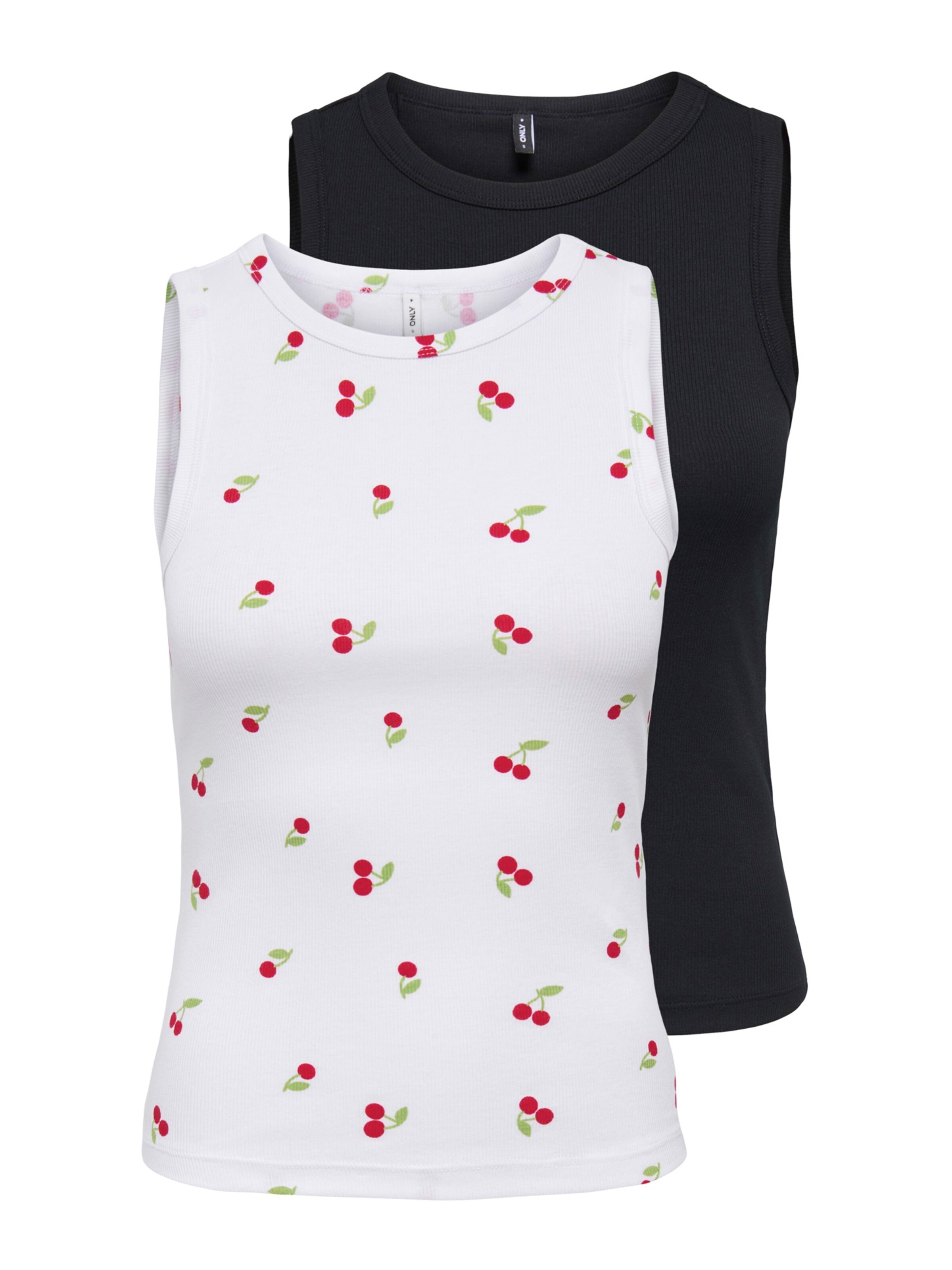 ONLY Top 'ONLSALLY' in de kleur Kersrood / Zwart / Wit, Productweergave