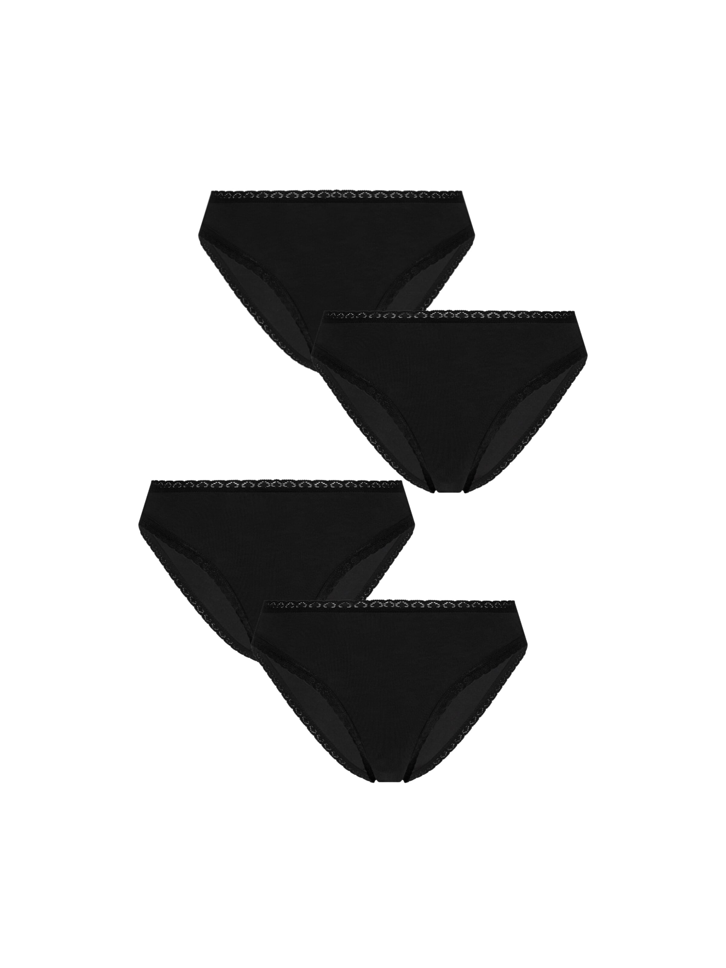 Albero Natur Panty 'Bio-Baumwoll-Slip mit Spitze – 4er Pack' in Black: front