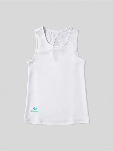 Top sportivo di Tommy Life in bianco: frontale