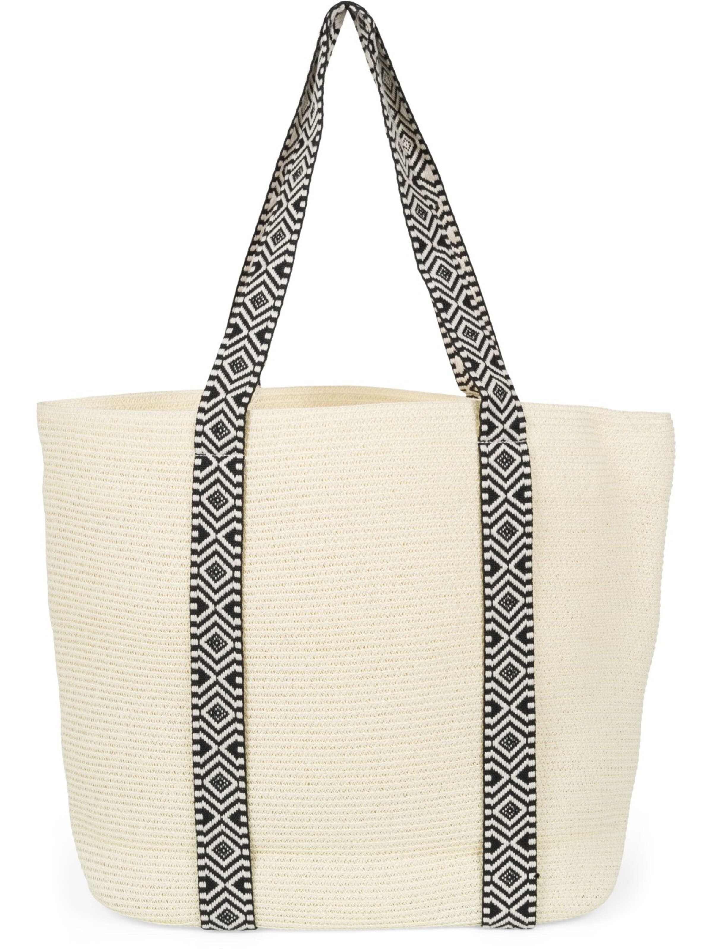styleBREAKER Strandtasche 'Papierstroh Strandtasche Azteken Muster'‌‌‌‌‌‌‌‌‌‌ in One Size in creme, Produktansicht