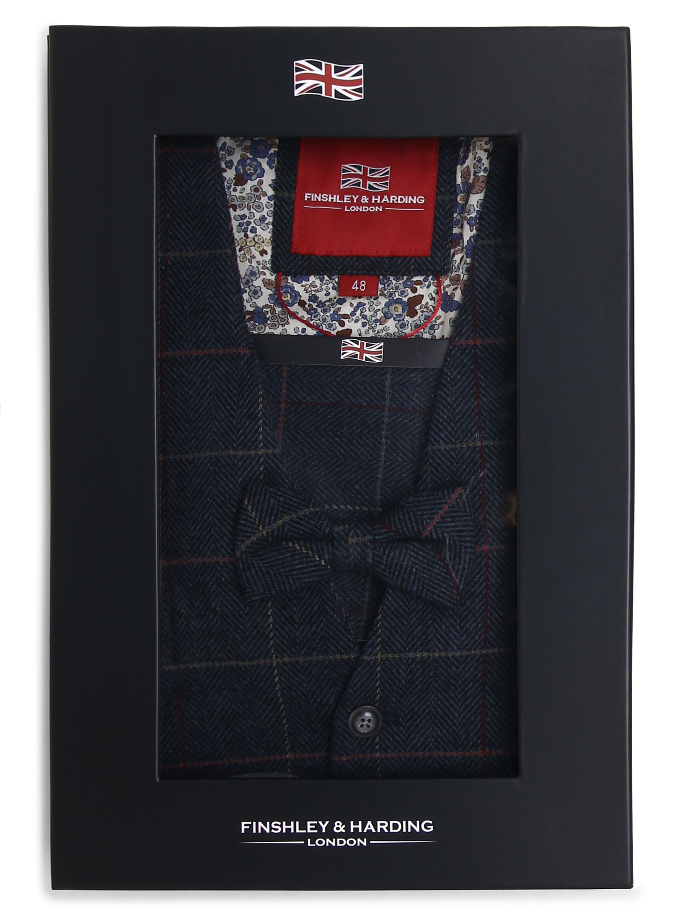 Finshley & Harding London Suit vest 'mit Fliege und Einstecktuch' in Blue