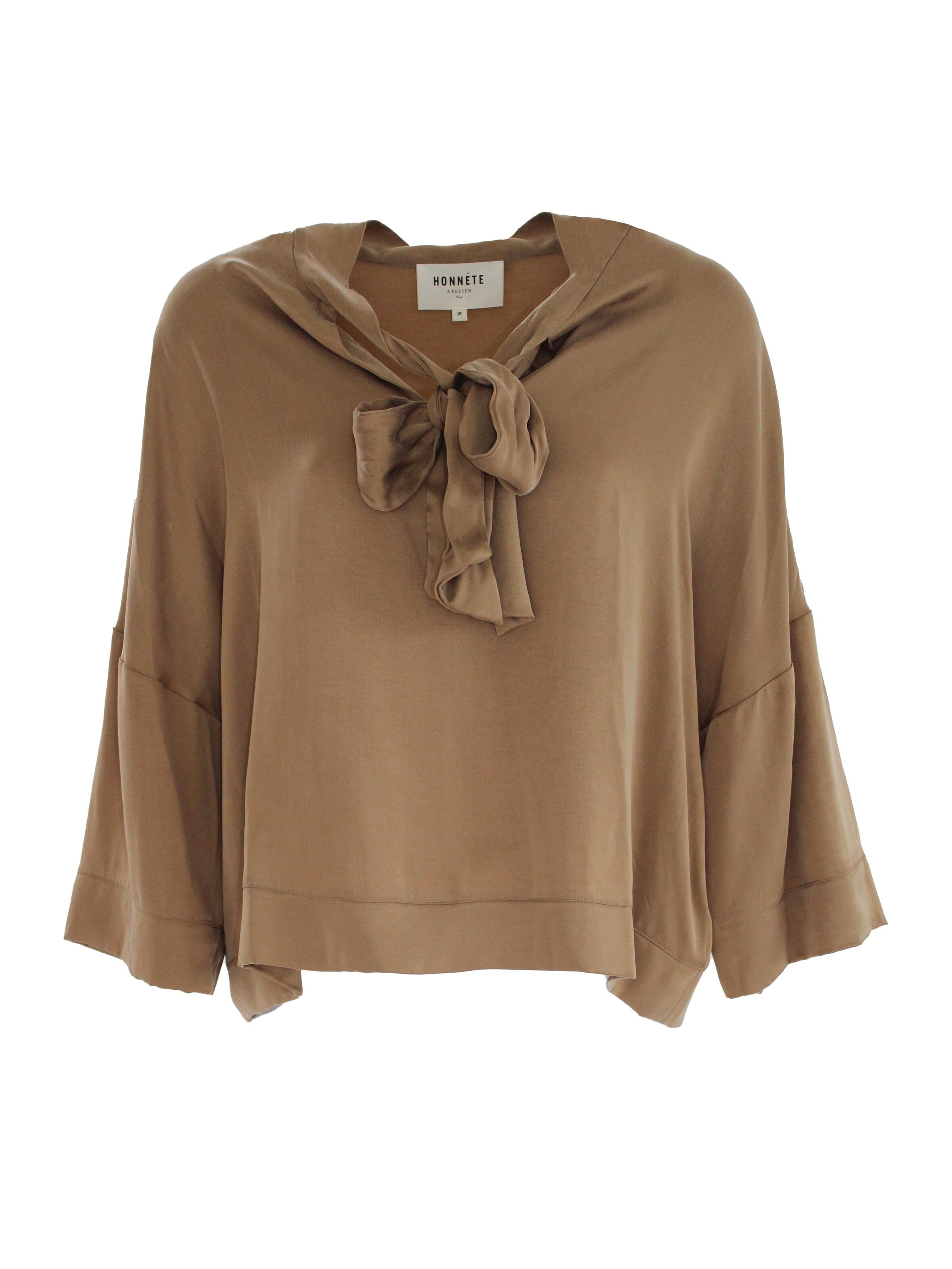 Honnête Atelier Blouse 'Chantelle' in Bruin: voorkant