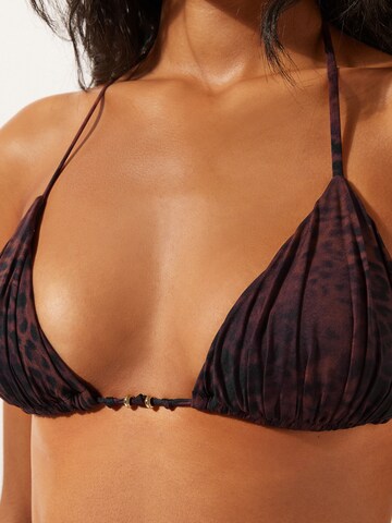 CALZEDONIA Triangle Bikini Top 'DARK ANIMALIER' in Brown