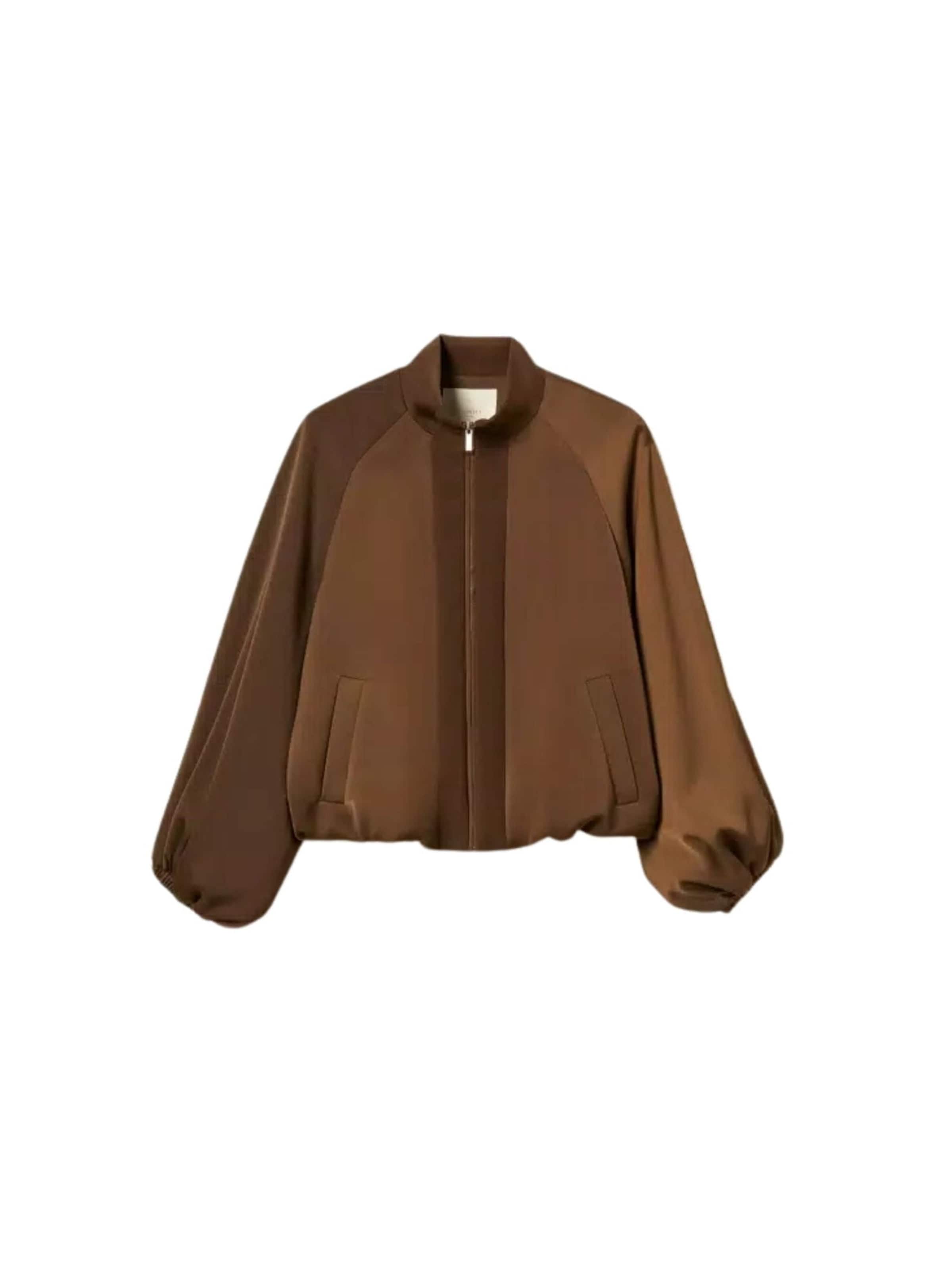 Twinset - Chaqueta de entretiempo 'balloon jacket in envers satin' en marrón: frente