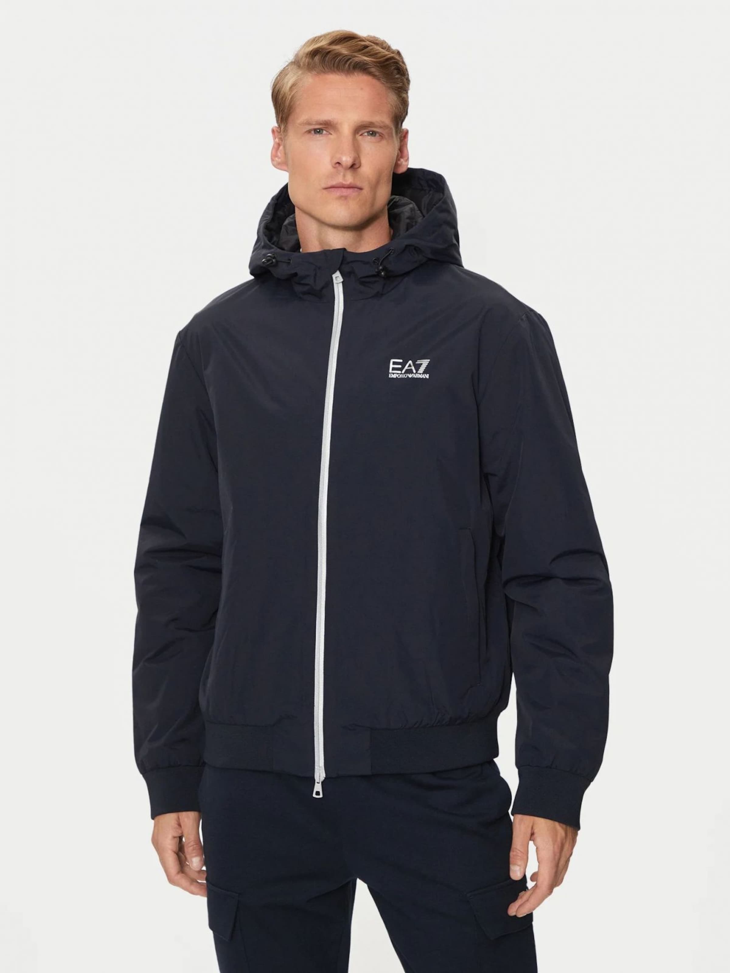 Emporio Armani Regular fit Geacă de primăvară-toamnă pe Negru