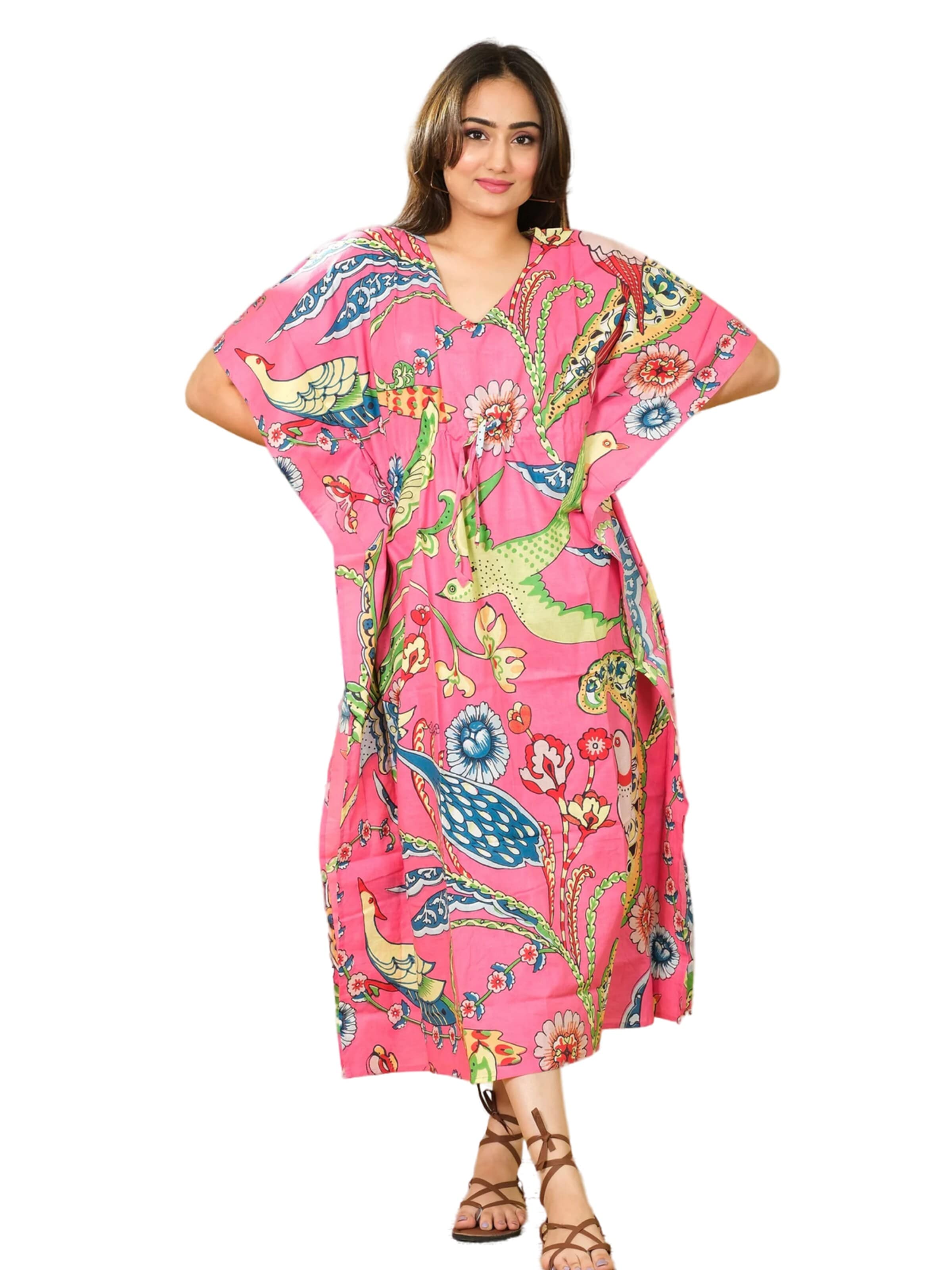 PfauGermany Oversized Dress 'KAFTAN Free Size Brustumfang – 170 cm . Länge 130 cm' in Pink: front