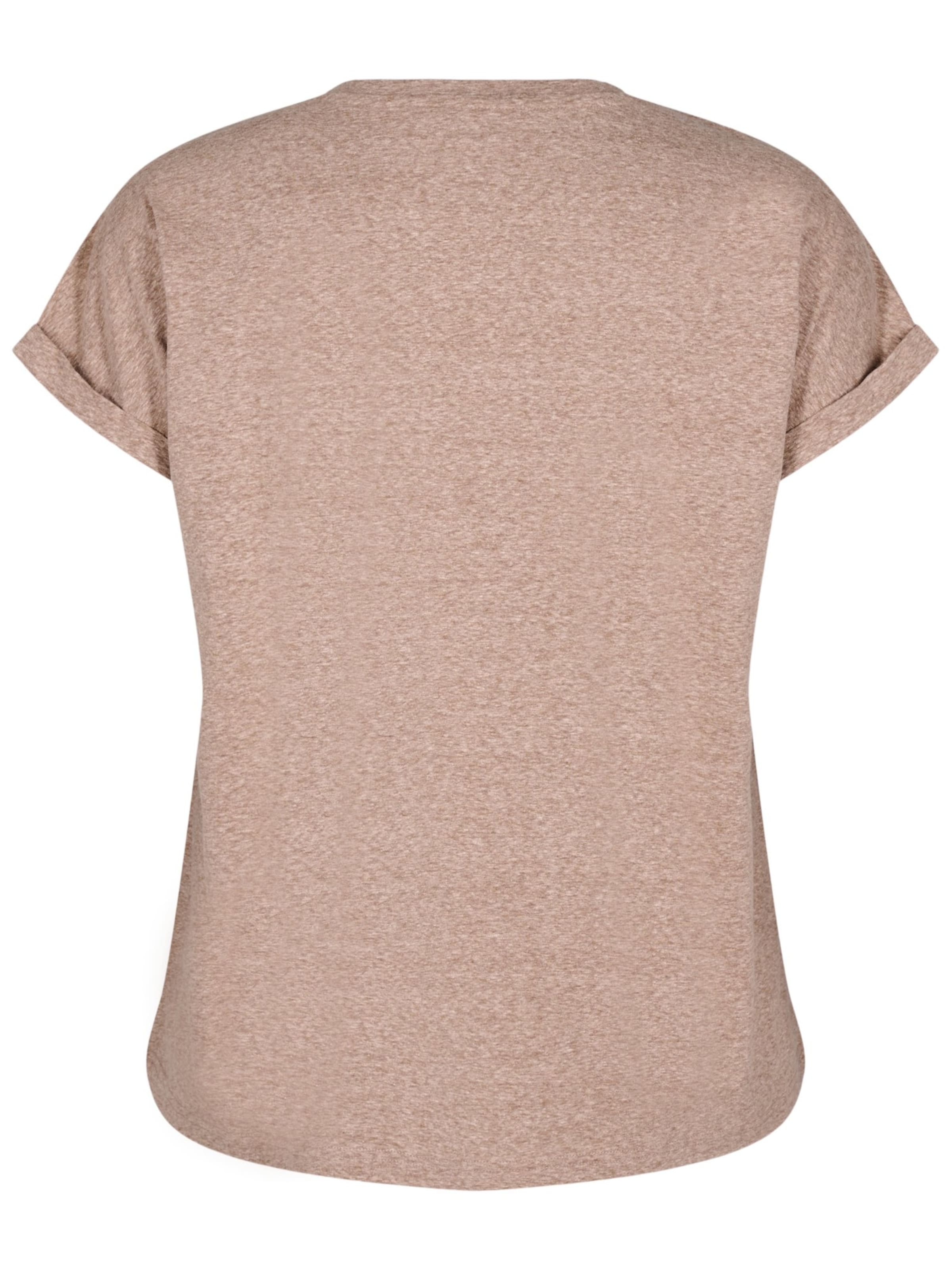 Zizzi Shirt 'Vava' in Braun