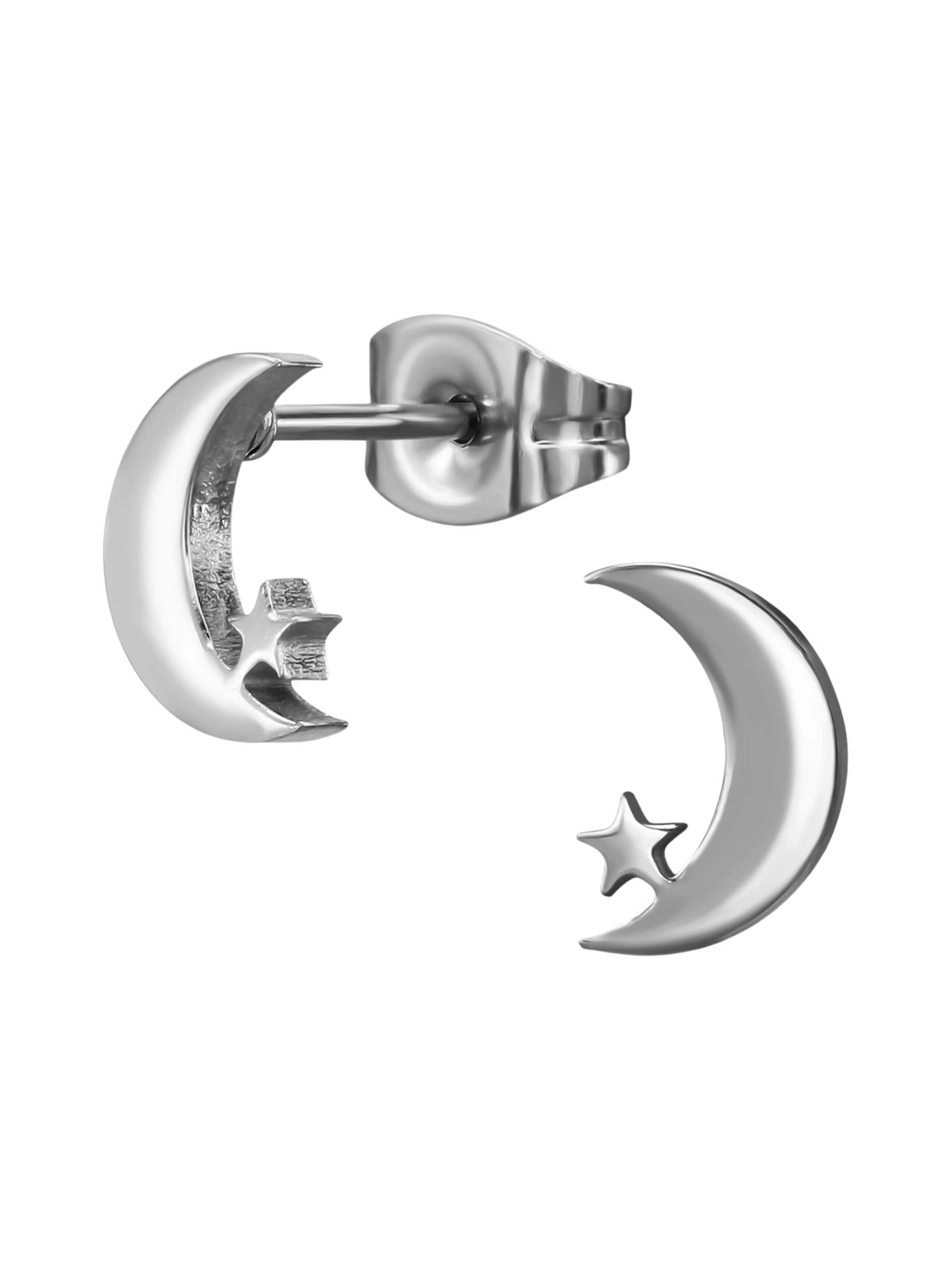 Maxte Earrings 'Mond mit Stern' in Silver: front
