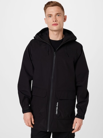 Manteau mi-saison Calvin Klein Jeans en noir : devant