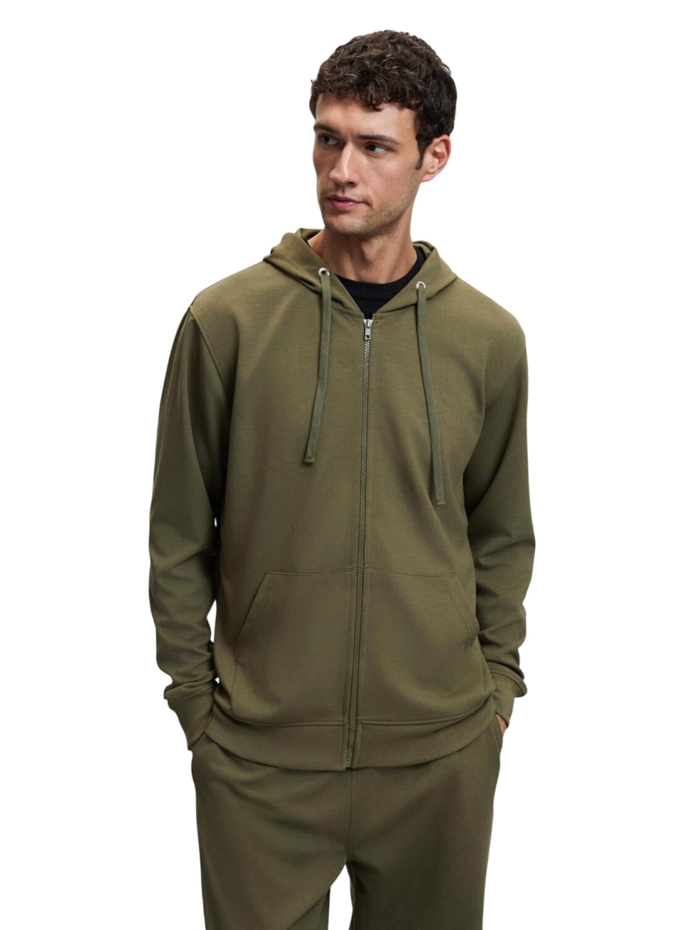Grimelange Zip-Up Hoodie in Green: front