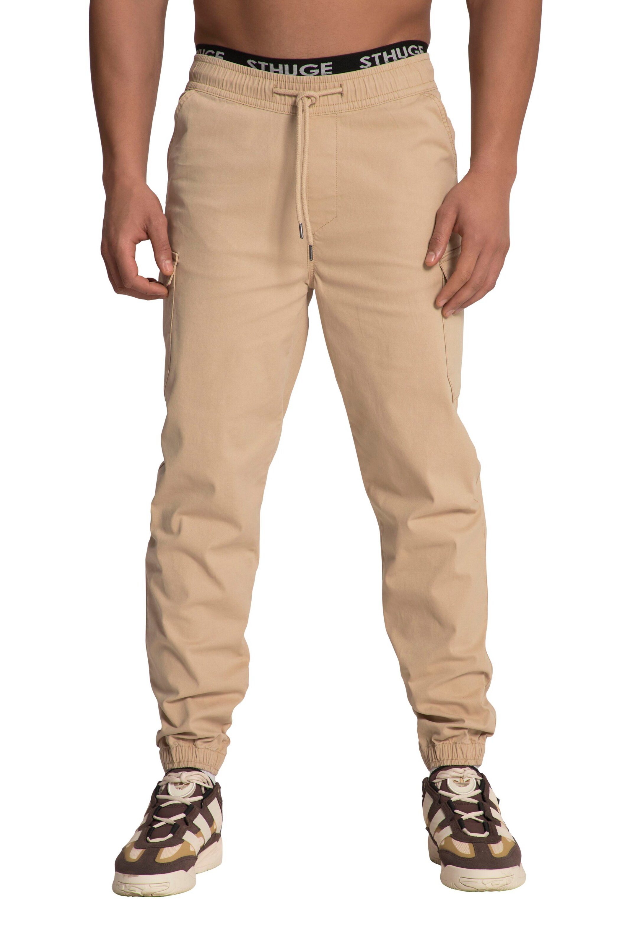 STHUGE Tapered Cargo trousers in Beige: front