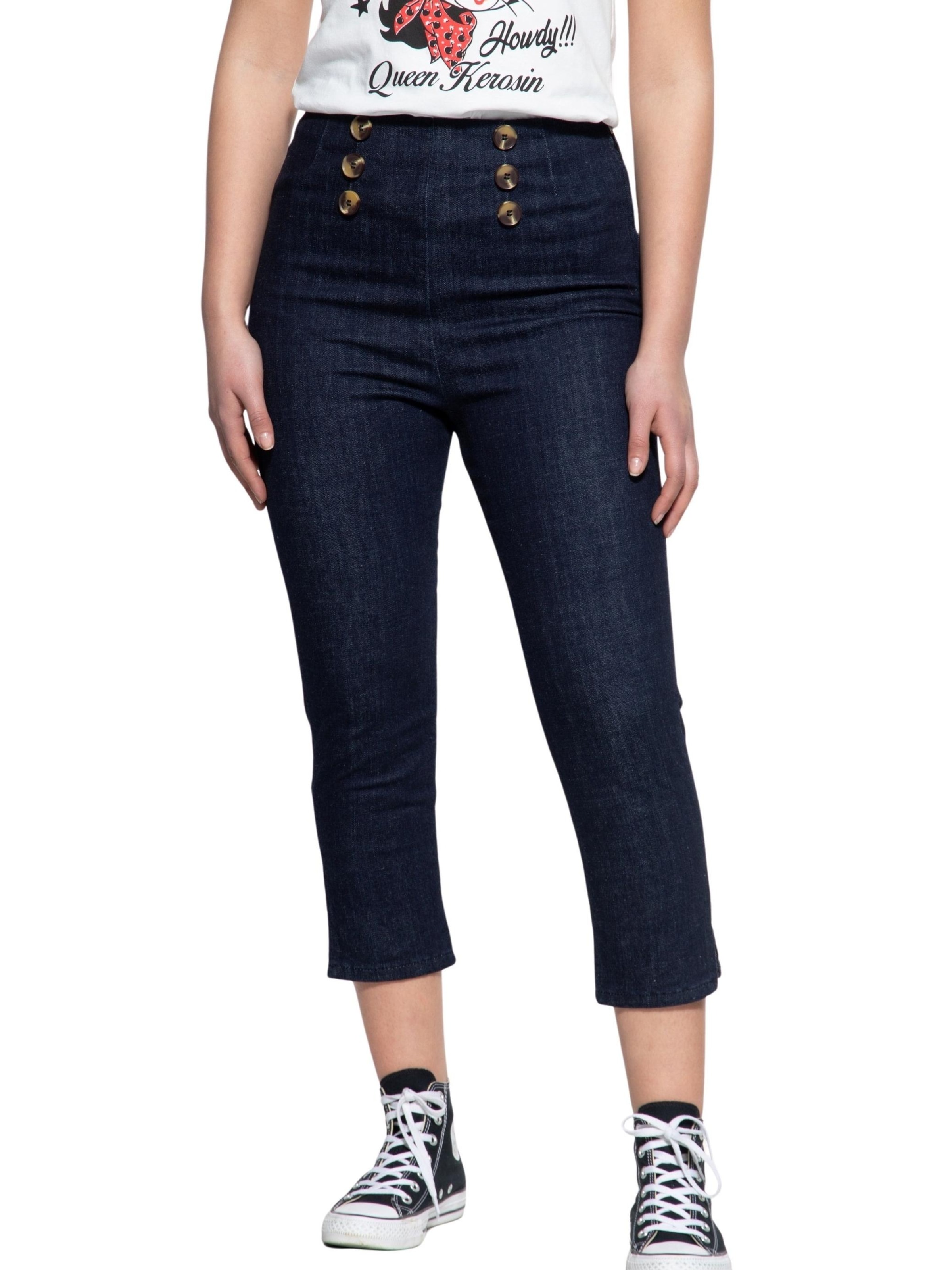 Queen Kerosin Slim fit Jeans in Blue: front