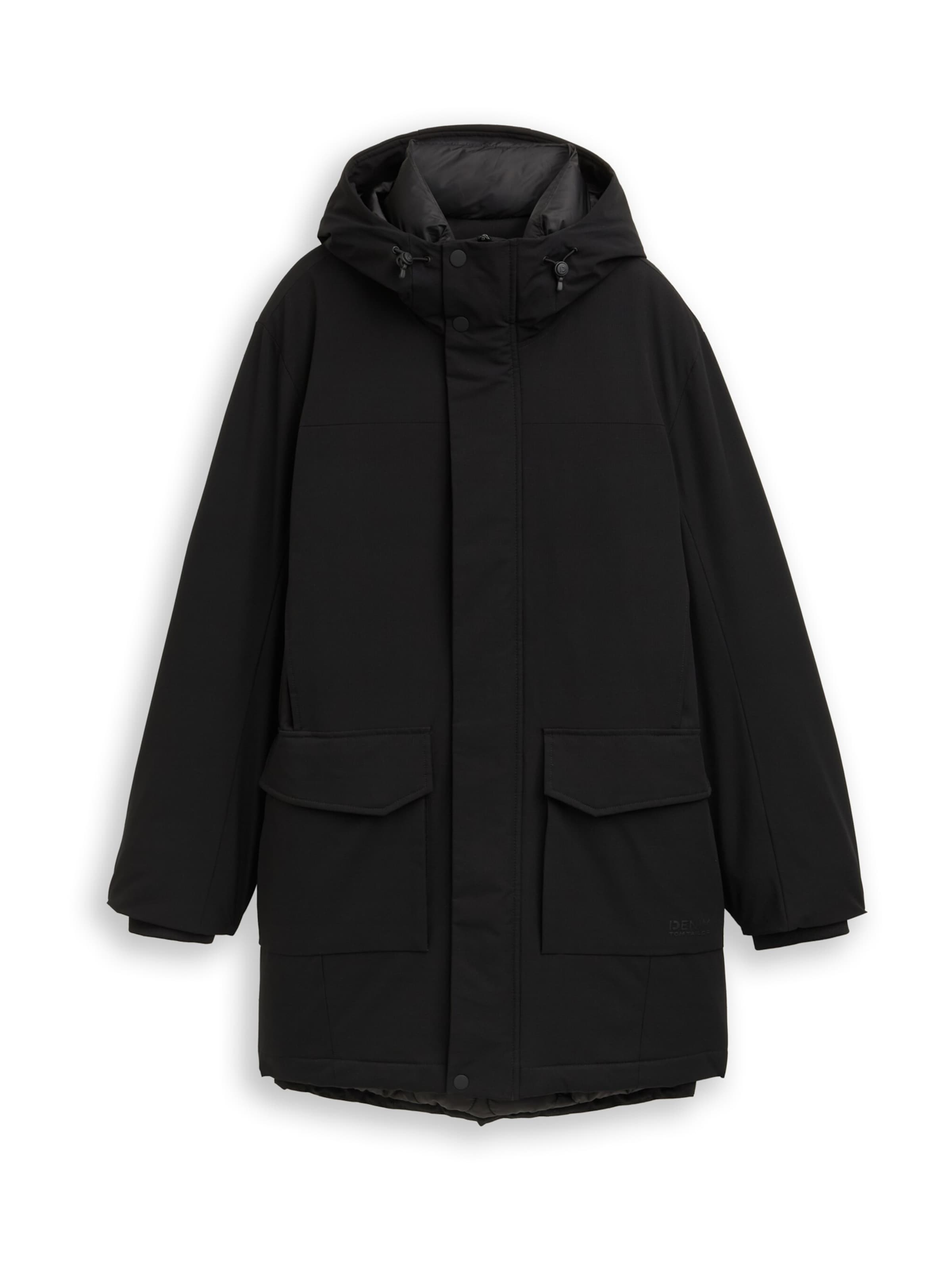 TOM TAILOR DENIM Winterparka in Zwart: voorkant