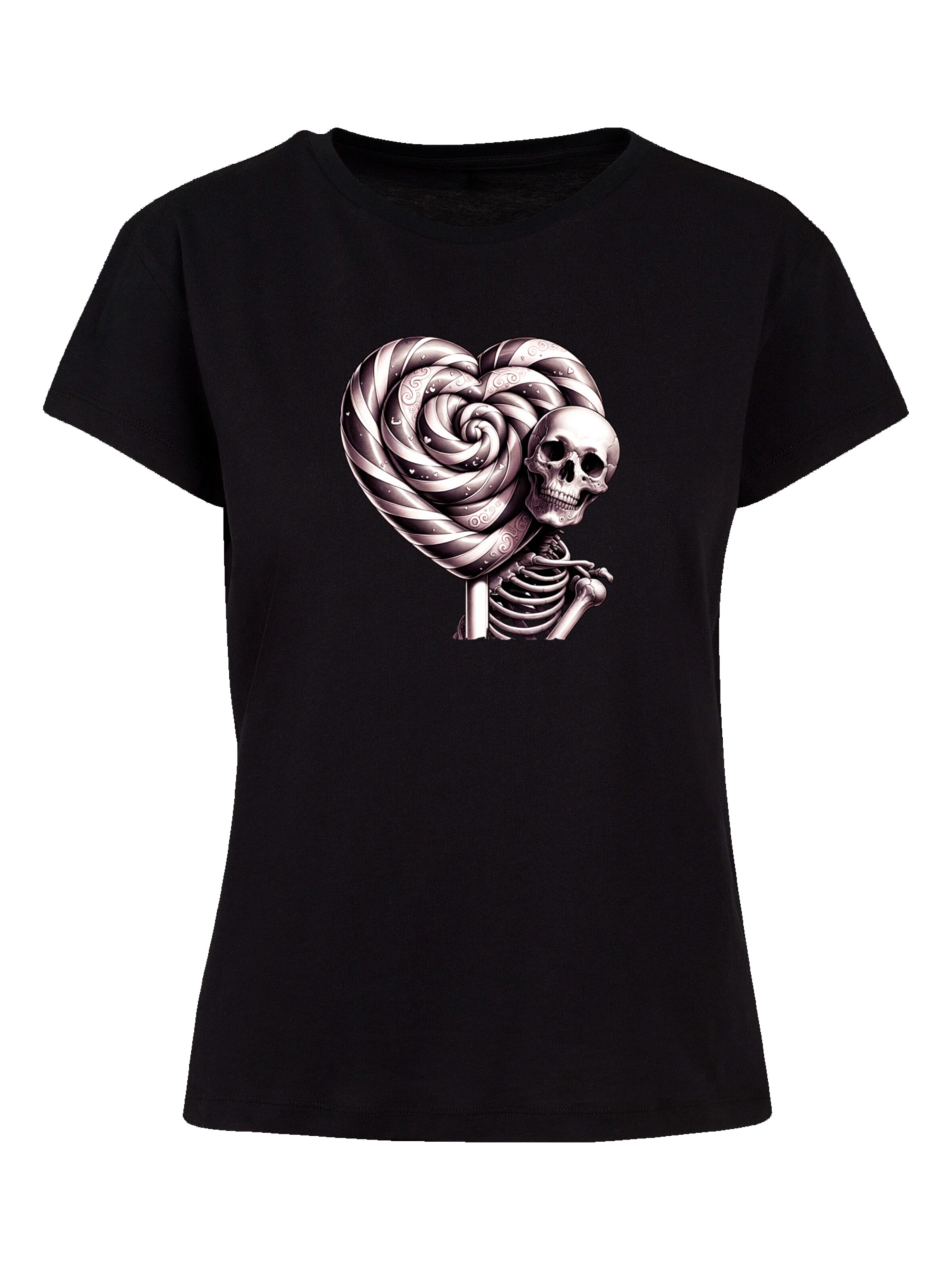 F4NT4STIC Shirt 'Süße Süßigkeiten Herzform Liebe' in Zwart: voorkant