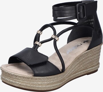 Rieker Strap Sandals in Black: front