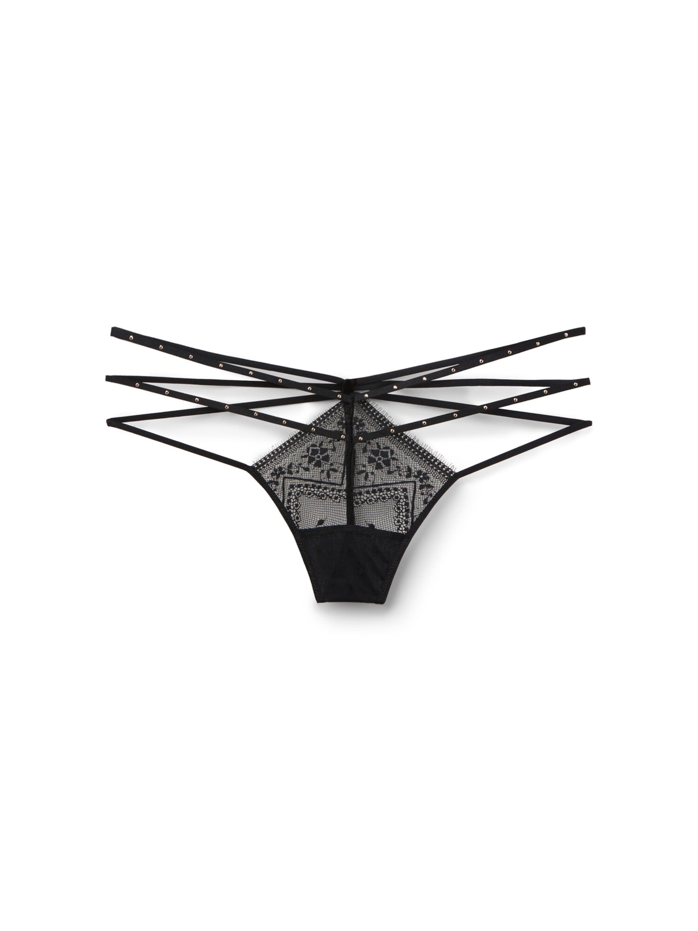 INTIMISSIMI Thong 'FLIRT FEARLESSLY Valentine' in Black: front