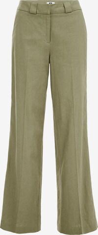 WE Fashion Wide leg Pleated Pants in Green: front