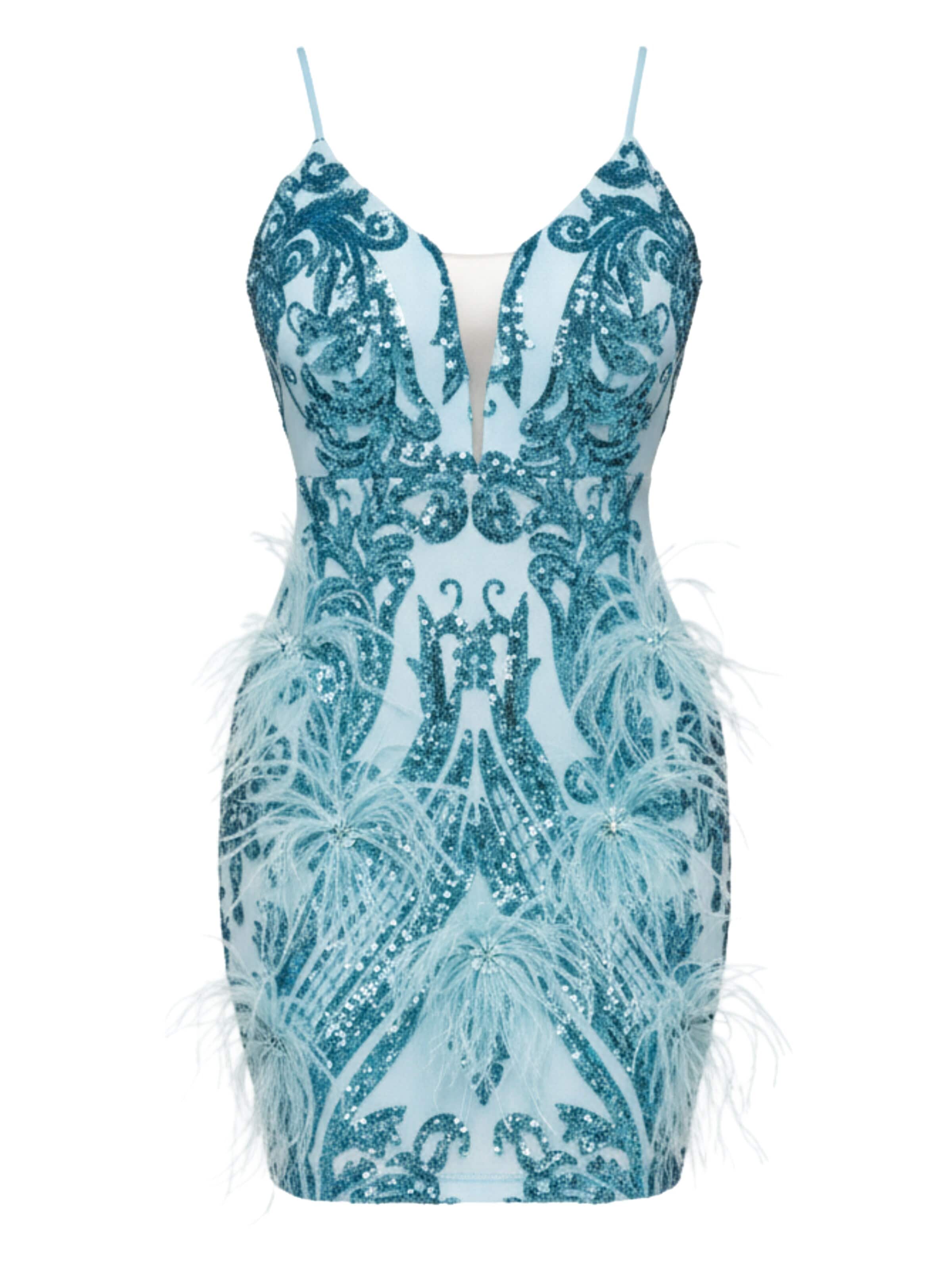 Ombre Abendkleid‌‌‌‌‌ in Blau: Vorderseite