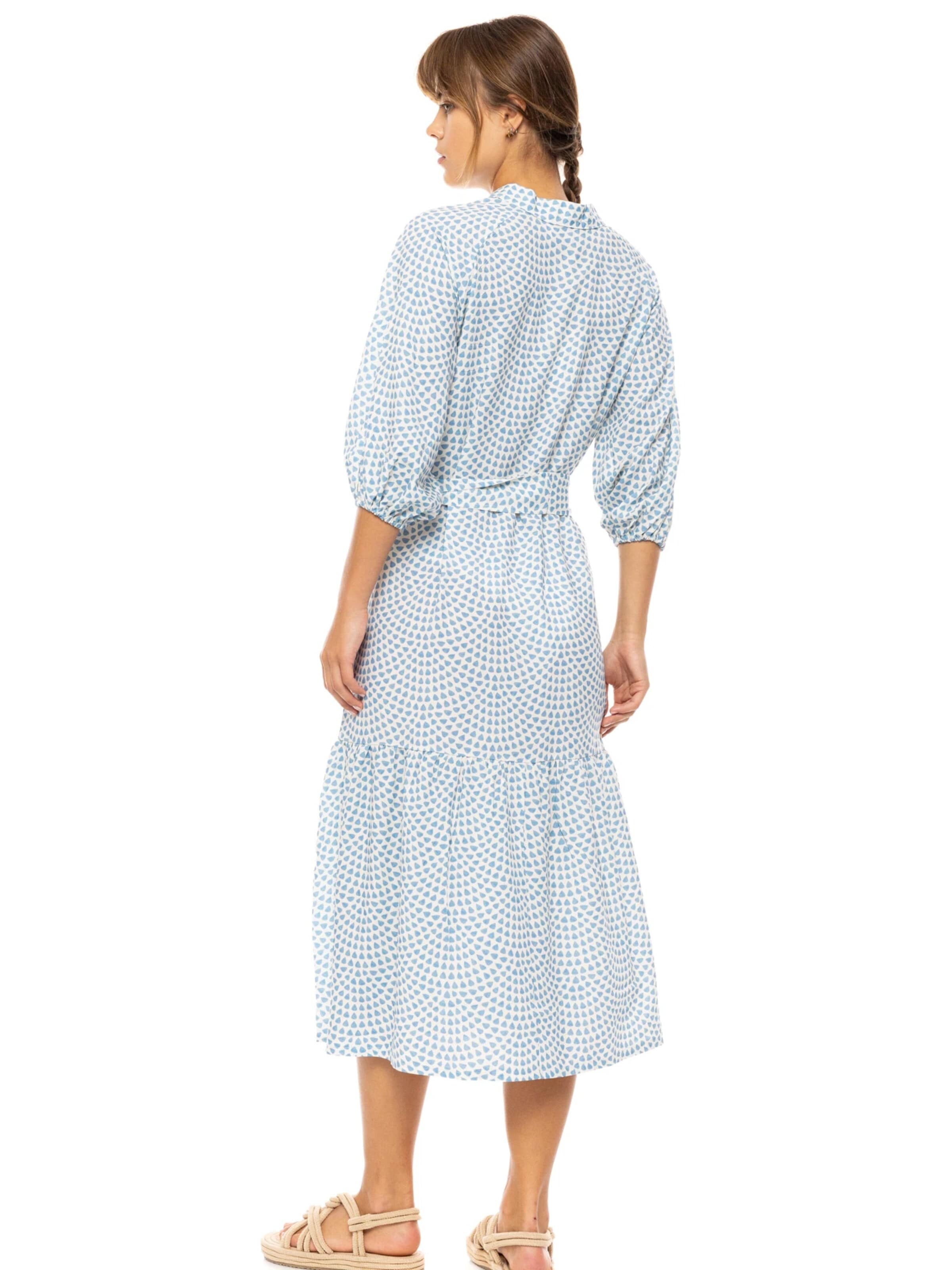 Pink Label Letní šaty 'BEACHWEAR LONG VISTA BLUE & CREAM' – modrá
