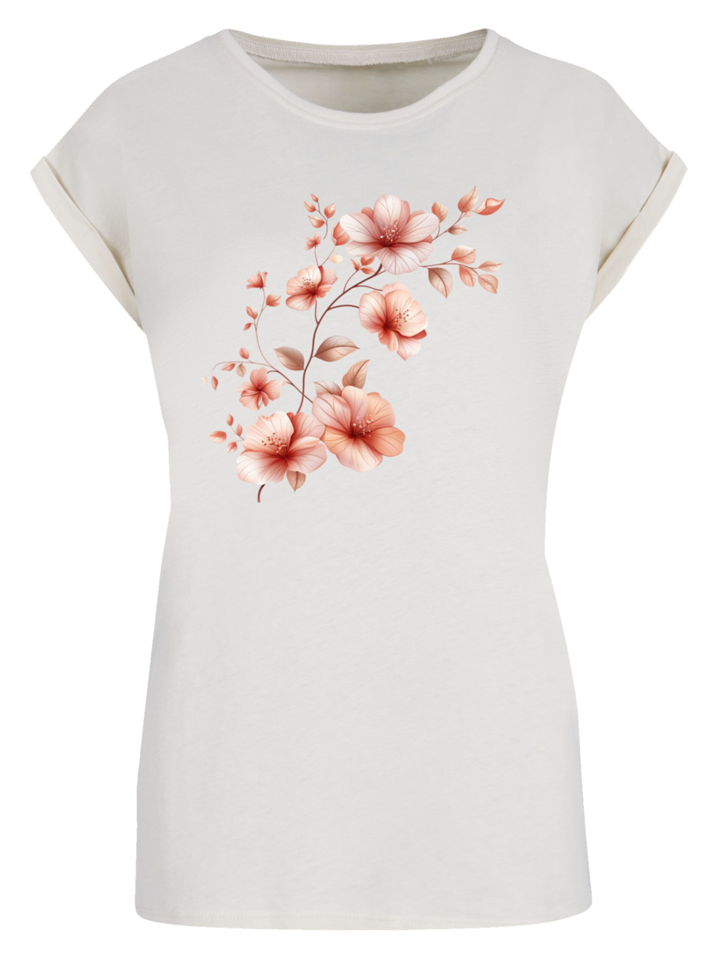 F4NT4STIC Shirt 'Rosa Blumenzweig 3D' in White: front