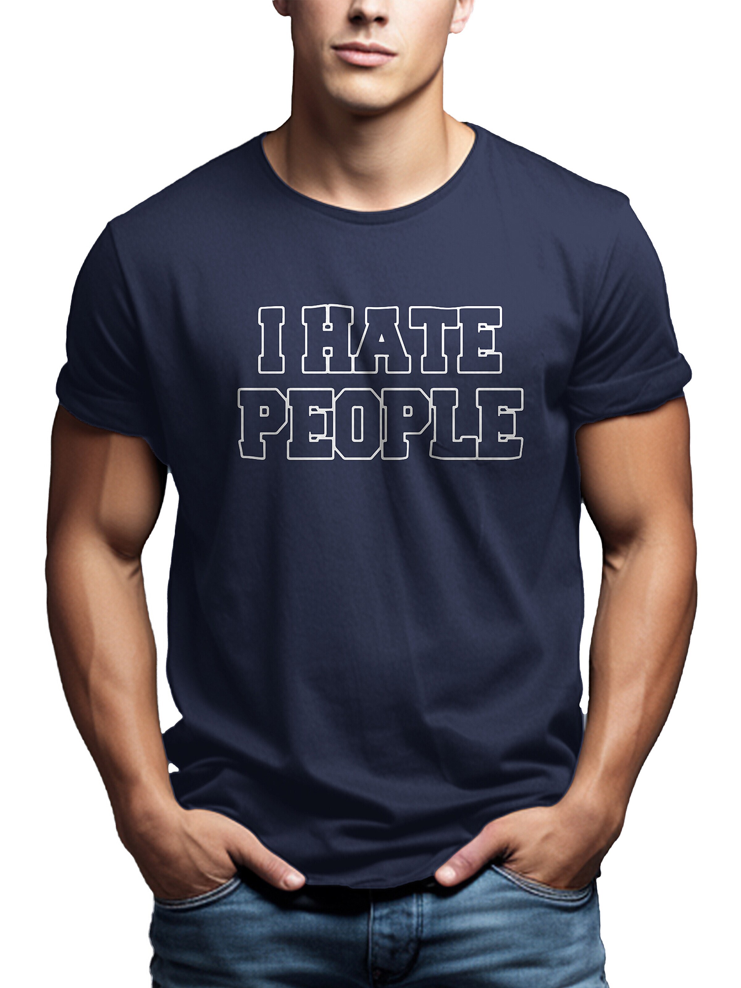 MAKAYA Shirt 'IHatePeople' in Blue