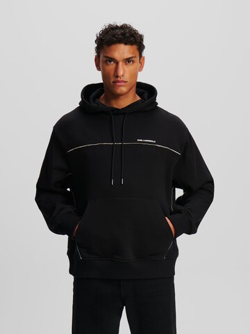 Karl Lagerfeld - Sweatshirt 'Reflective Pipe-Lined' em preto: frente